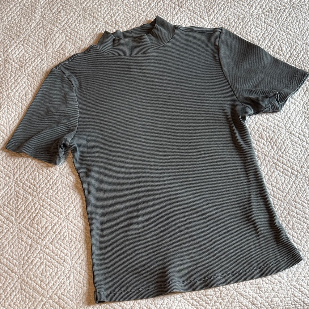 Anthropologie Gray Mock Neck Shirt